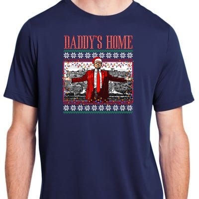 Funny DaddyS Home Trump Ugly Christmas Sweater Xmas Pajamas Sweatshirt Adult ChromaSoft Performance T-Shirt