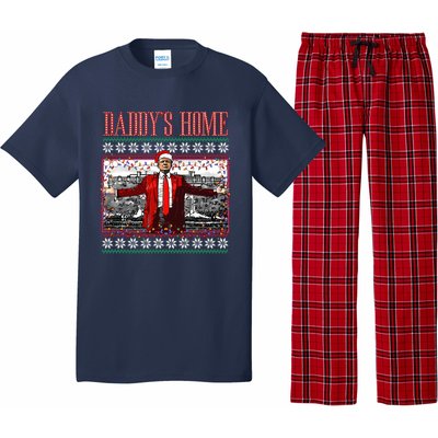 Funny DaddyS Home Trump Ugly Christmas Sweater Xmas Pajamas Sweatshirt Pajama Set