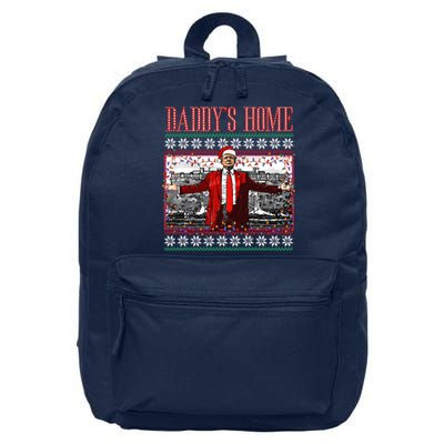 Funny DaddyS Home Trump Ugly Christmas Sweater Xmas Pajamas Sweatshirt 16 in Basic Backpack