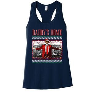 Funny DaddyS Home Trump Ugly Christmas Sweater Xmas Pajamas Sweatshirt Women's Racerback Tank