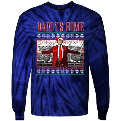 Funny DaddyS Home Trump Ugly Christmas Sweater Xmas Pajamas Sweatshirt Tie-Dye Long Sleeve Shirt