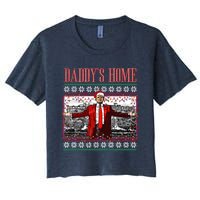 Funny DaddyS Home Trump Ugly Christmas Sweater Xmas Pajamas Sweatshirt Women's Crop Top Tee