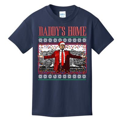 Funny DaddyS Home Trump Ugly Christmas Sweater Xmas Pajamas Sweatshirt Kids T-Shirt