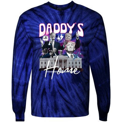 Funny Daddys Home Trump 90s Bootleg Style Tie-Dye Long Sleeve Shirt