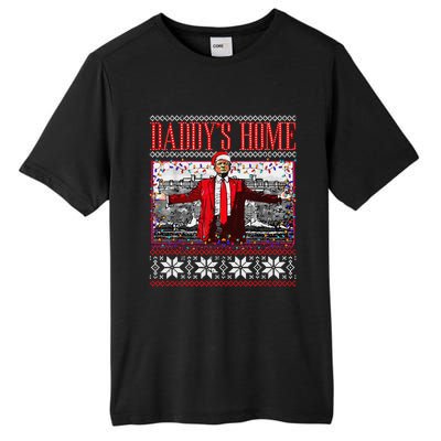 Funny DaddyS Home Trump Ugly Christmas Sweater Xmas Pajamas Tall Fusion ChromaSoft Performance T-Shirt