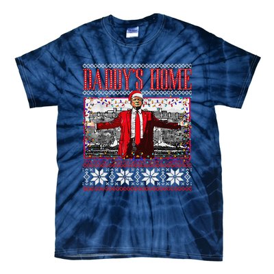 Funny DaddyS Home Trump Ugly Christmas Sweater Xmas Pajamas Tie-Dye T-Shirt