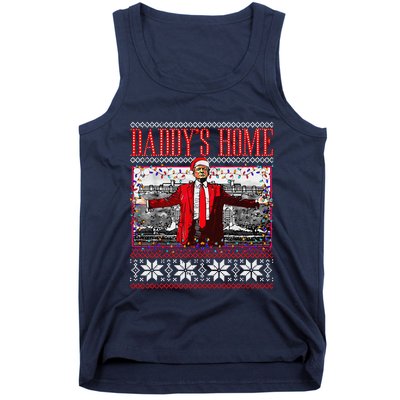 Funny DaddyS Home Trump Ugly Christmas Sweater Xmas Pajamas Tank Top