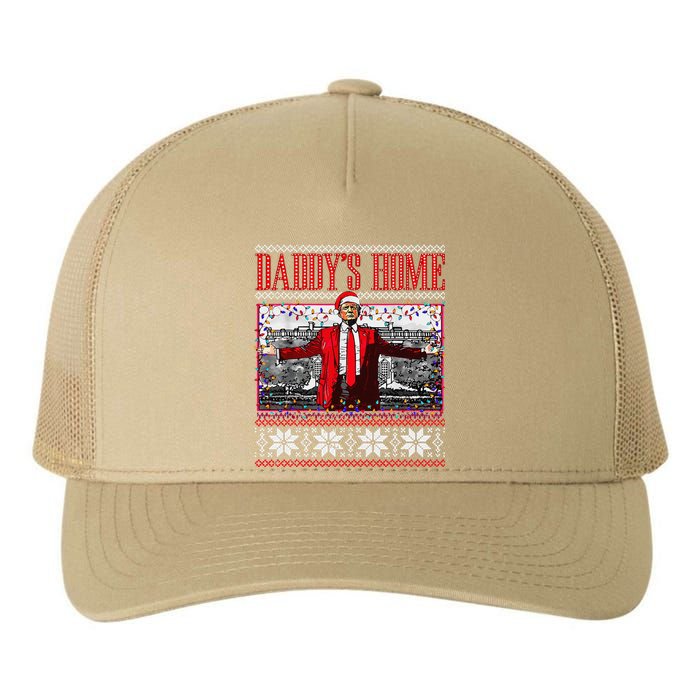 Funny DaddyS Home Trump Ugly Christmas Sweater Xmas Pajamas Yupoong Adult 5-Panel Trucker Hat