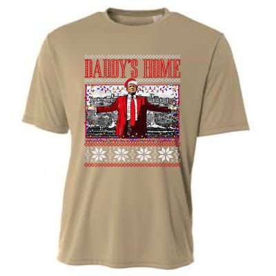 Funny DaddyS Home Trump Ugly Christmas Sweater Xmas Pajamas Cooling Performance Crew T-Shirt