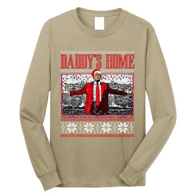 Funny DaddyS Home Trump Ugly Christmas Sweater Xmas Pajamas Long Sleeve Shirt