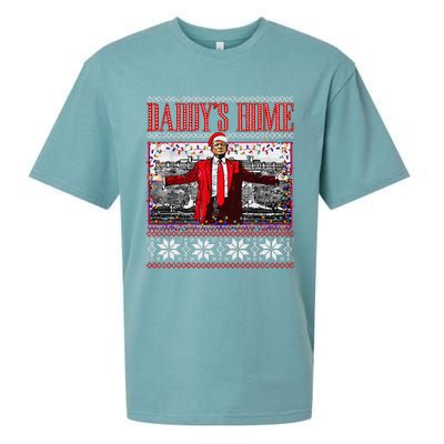 Funny DaddyS Home Trump Ugly Christmas Sweater Xmas Pajamas Sueded Cloud Jersey T-Shirt