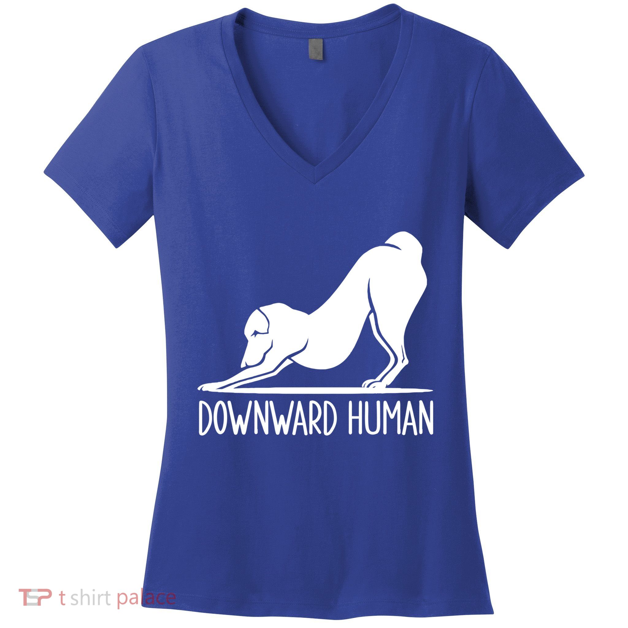 Funny Downward Hu Dog Yoga Design Cool Anime Print Cool Gift Women's V-Neck T-Shirt