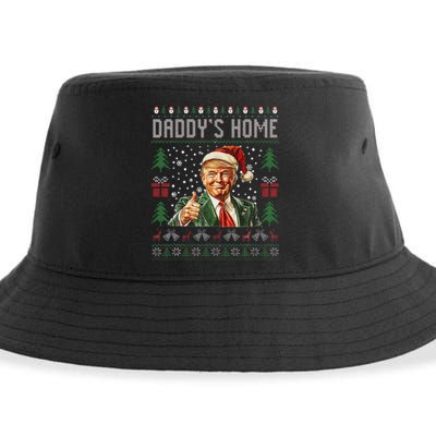 Funny DaddyS Home Trump Ugly Christmas Sweater Xmas Pajamas Sustainable Bucket Hat