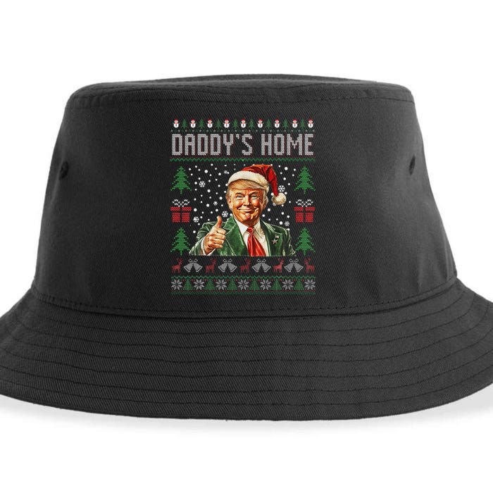 Funny DaddyS Home Trump Ugly Christmas Sweater Xmas Pajamas Sustainable Bucket Hat