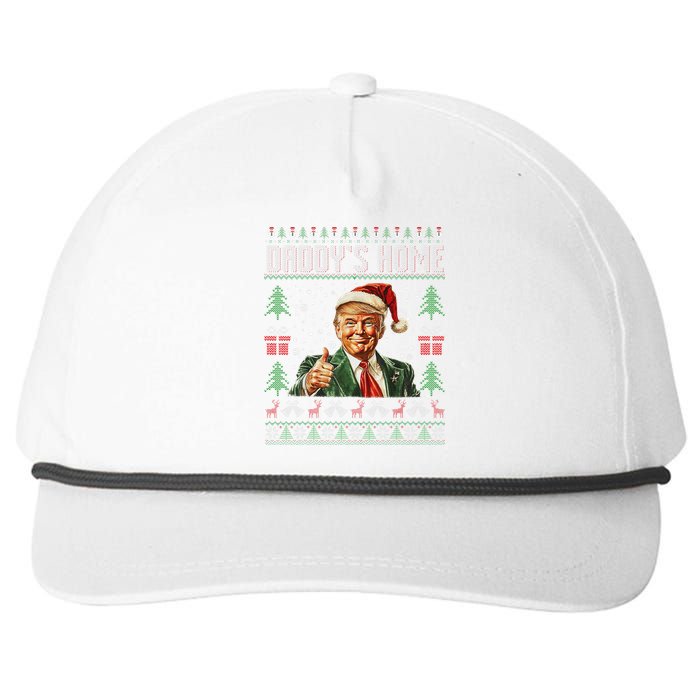 Funny DaddyS Home Trump Ugly Christmas Sweater Xmas Pajamas Snapback Five-Panel Rope Hat