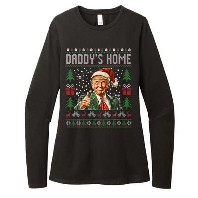 Funny DaddyS Home Trump Ugly Christmas Sweater Xmas Pajamas Womens CVC Long Sleeve Shirt