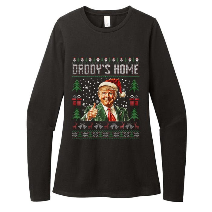 Funny DaddyS Home Trump Ugly Christmas Sweater Xmas Pajamas Womens CVC Long Sleeve Shirt