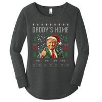 Funny DaddyS Home Trump Ugly Christmas Sweater Xmas Pajamas Women's Perfect Tri Tunic Long Sleeve Shirt