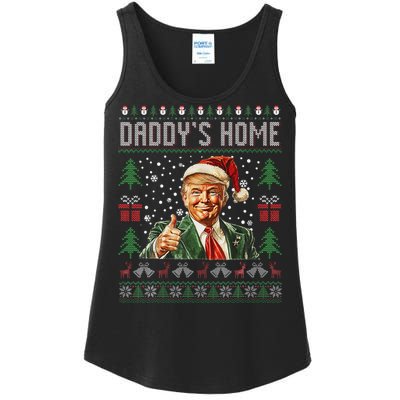 Funny DaddyS Home Trump Ugly Christmas Sweater Xmas Pajamas Ladies Essential Tank