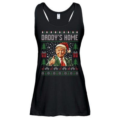 Funny DaddyS Home Trump Ugly Christmas Sweater Xmas Pajamas Ladies Essential Flowy Tank