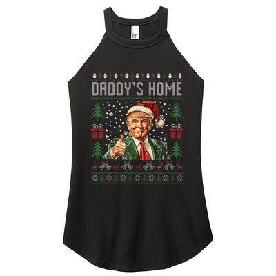 Funny DaddyS Home Trump Ugly Christmas Sweater Xmas Pajamas Women's Perfect Tri Rocker Tank