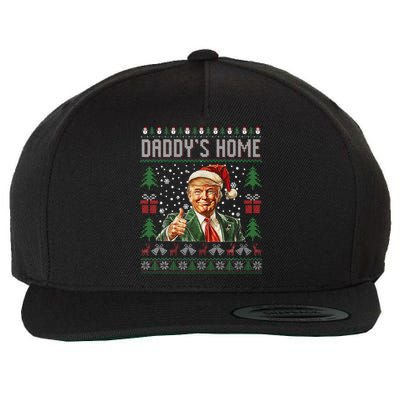 Funny DaddyS Home Trump Ugly Christmas Sweater Xmas Pajamas Wool Snapback Cap