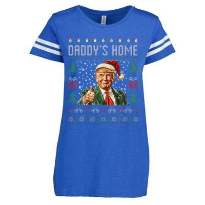 Funny DaddyS Home Trump Ugly Christmas Sweater Xmas Pajamas Enza Ladies Jersey Football T-Shirt