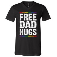 Free Dad Hugs Lgbt Supports Happy Pride Month V-Neck T-Shirt