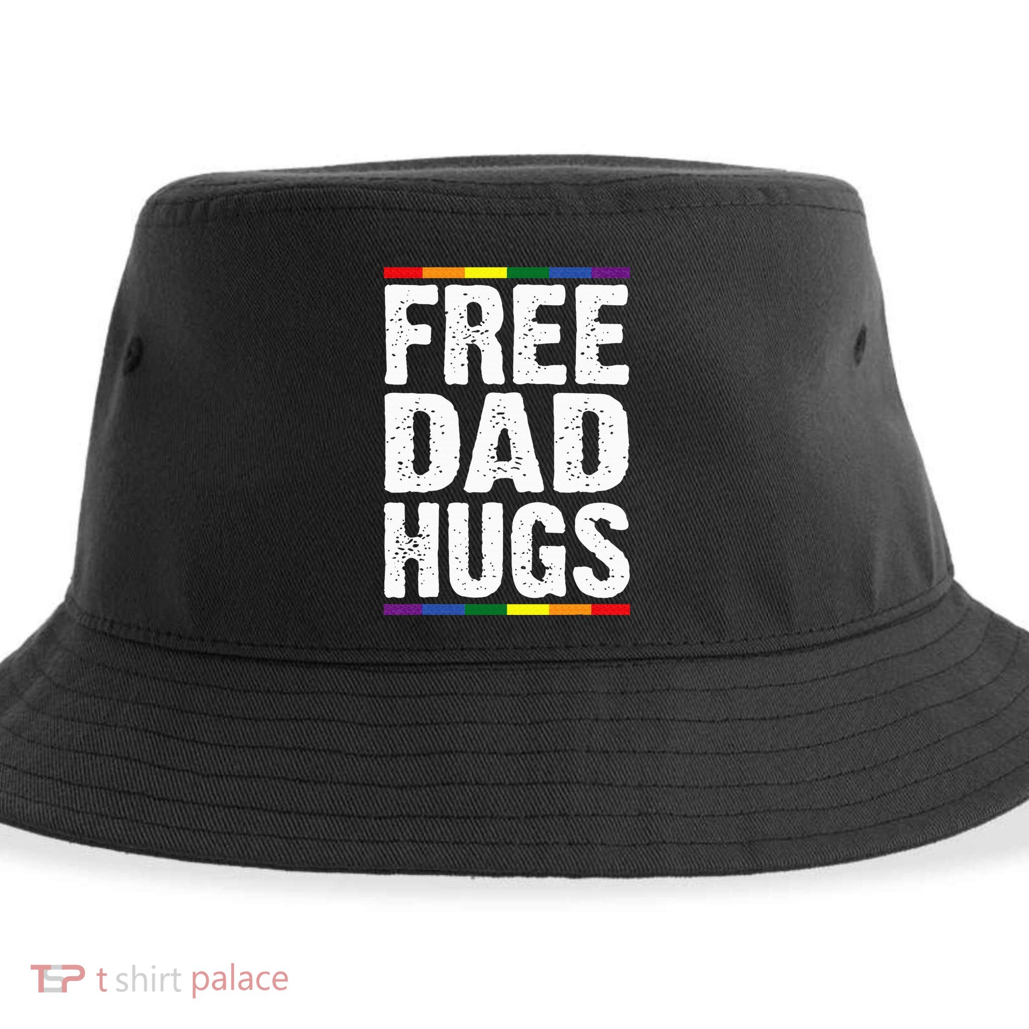 Free Dad Hugs Lgbt Supports Happy Pride Month Sustainable Bucket Hat