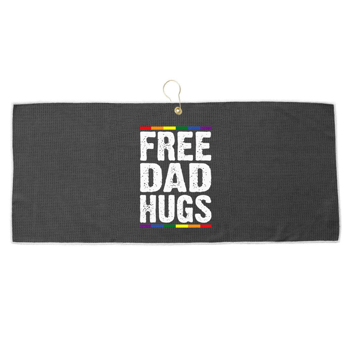 Free Dad Hugs Lgbt Supports Happy Pride Month Large Microfiber Waffle Golf Towel