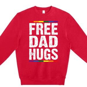 Free Dad Hugs Lgbt Supports Happy Pride Month Premium Crewneck Sweatshirt