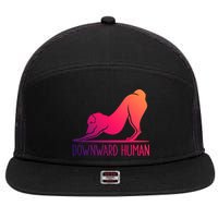 Funny Downward Hu Dog Yoga Design Cool Anime Print Meaningful Gift 7 Panel Mesh Trucker Snapback Hat