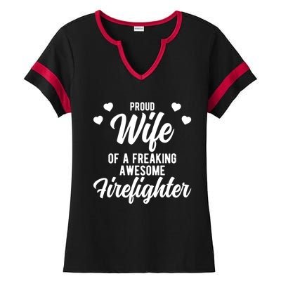 Fire Departt Husband Design For Firefighter Wife Gift Ladies Halftime Notch Neck Tee