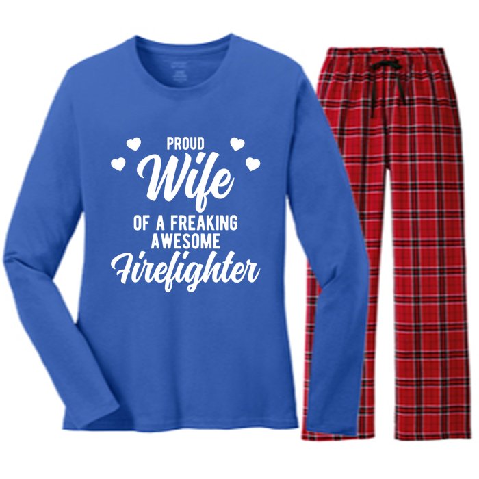 Fire Departt Husband Design For Firefighter Wife Gift Women's Long Sleeve Flannel Pajama Set 