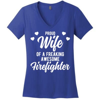 Fire Departt Husband Design For Firefighter Wife Gift Women's V-Neck T-Shirt