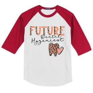 Future Dental Hygienist Cute Leopard Print Heart Design Kids Colorblock Raglan Jersey