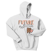 Future Dental Hygienist Cute Leopard Print Heart Design Kids Hoodie