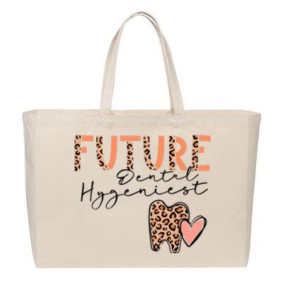 Future Dental Hygienist Cute Leopard Print Heart Design Cotton Canvas Jumbo Tote