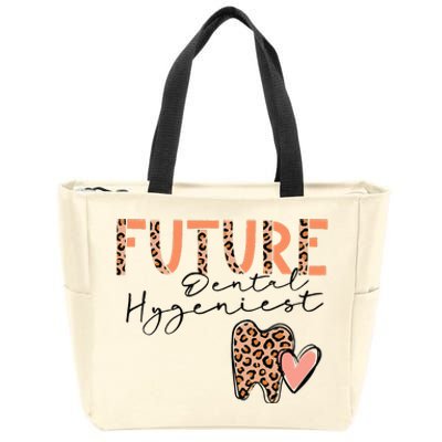 Future Dental Hygienist Cute Leopard Print Heart Design Zip Tote Bag