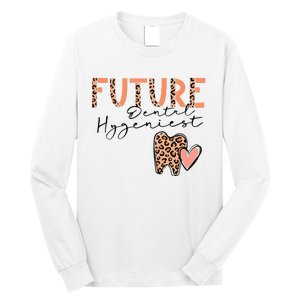 Future Dental Hygienist Cute Leopard Print Heart Design Long Sleeve Shirt