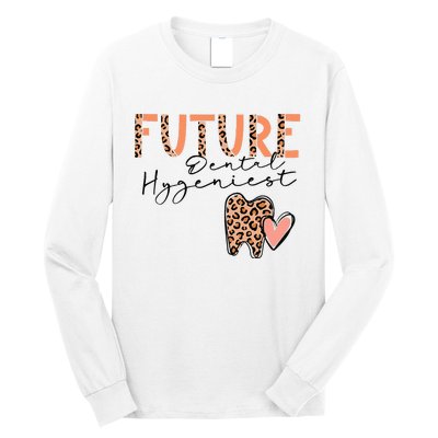 Future Dental Hygienist Cute Leopard Print Heart Design Long Sleeve Shirt