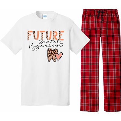 Future Dental Hygienist Cute Leopard Print Heart Design Pajama Set