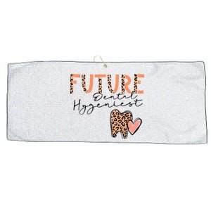 Future Dental Hygienist Cute Leopard Print Heart Design Large Microfiber Waffle Golf Towel