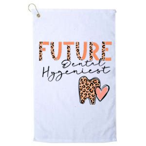 Future Dental Hygienist Cute Leopard Print Heart Design Platinum Collection Golf Towel