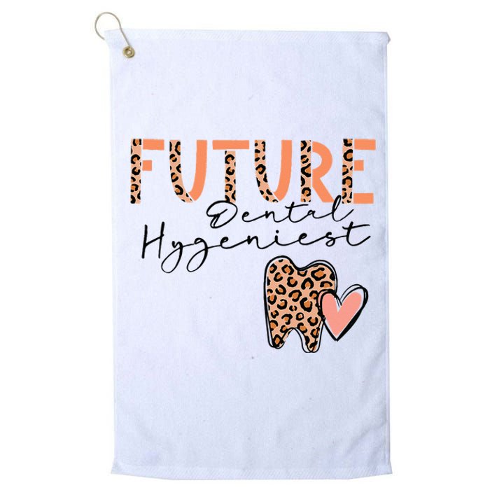 Future Dental Hygienist Cute Leopard Print Heart Design Platinum Collection Golf Towel