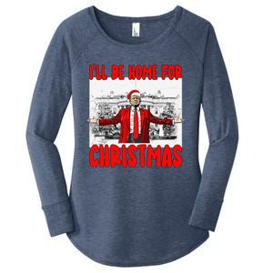 Funny DaddyS Home Trump I’Ll Be Home For Christmas 2024 Women's Perfect Tri Tunic Long Sleeve Shirt