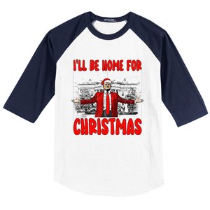 Funny DaddyS Home Trump I’Ll Be Home For Christmas 2024 Baseball Sleeve Shirt