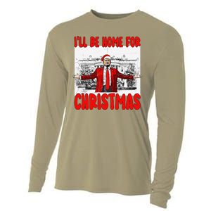 Funny DaddyS Home Trump I’Ll Be Home For Christmas 2024 Cooling Performance Long Sleeve Crew