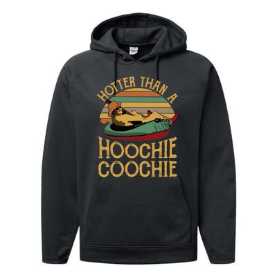 Funny Daddy Hotter Than A Hoochie Coochie Performance Fleece Hoodie