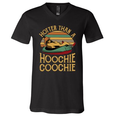 Funny Daddy Hotter Than A Hoochie Coochie V-Neck T-Shirt